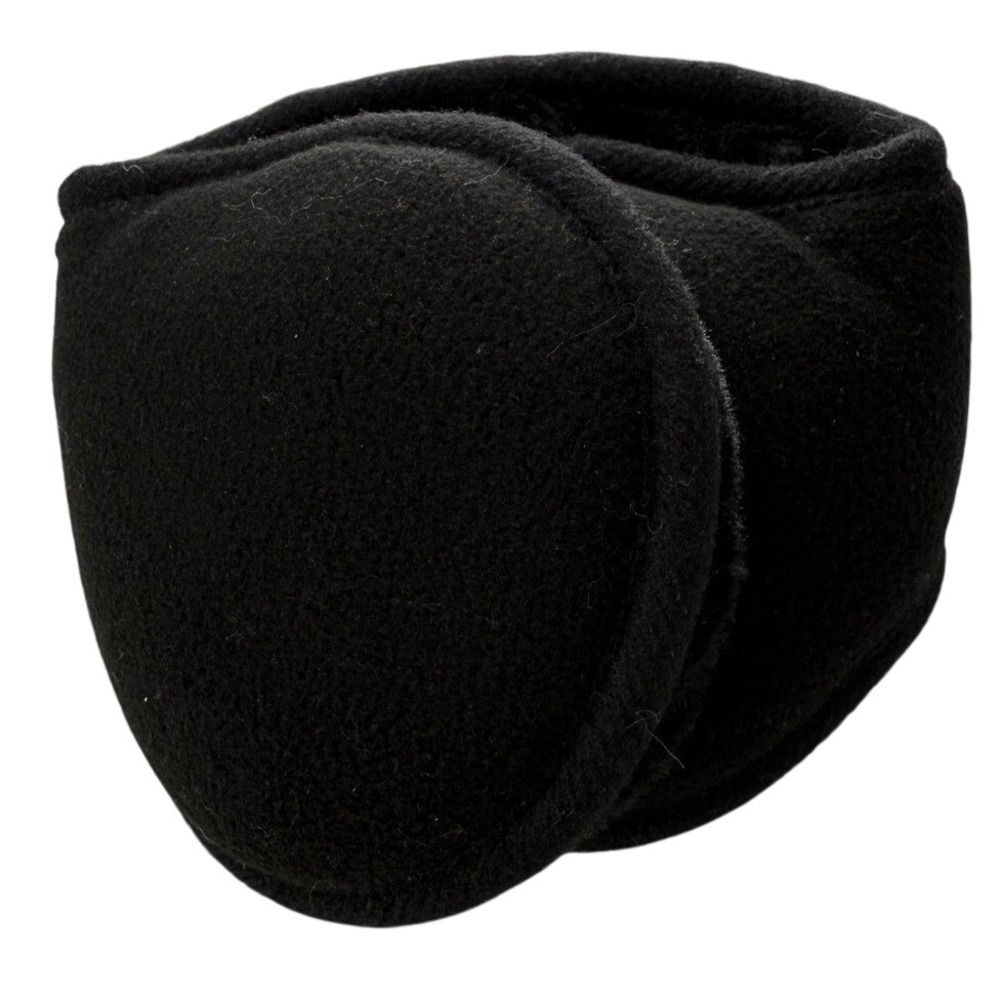 Kids‎ Black Fleece Earmuffs Behind the Head Winter Ear Warmers Faux Fur Lined